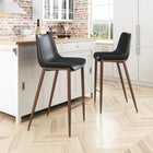 Zuo - Magnus Tabouret de bar - Noir/Noyer - Ensemble de 2-Assemblage requis