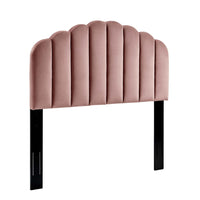 Modway - Veronique Performance Velvet Tête de lit jumelée, Rose poussiéreuse-Tête de lit touffée en canal