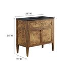 Modway - Elysian 36" Vanette de salle de bain - Noir brun-Bassin d’évier en céramique