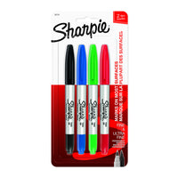 Sharpie - Marqueurs indélébiles à pointe double − Couleurs variées − Paquet de 4-Une pointe fine et ultra-fine dans un seul marqueur pratique