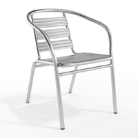 Flash Furniture – Chaise empilable commerciale avec dossier à 3 traverses, int/ext, haute durabilité, aluminium (TLH1)-Chaise de café empilable