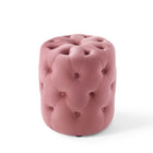 Modway - Amour Ronde à boutons touffés Performance Velvet Ottoman - Rose poussiéreuse-Rembourrage en mousse dense
