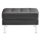 Modway - Loft Touffe Cuir végane Fauteuil et ensemble ottoman - Gris argenté-Capacité de poids : 330 lb