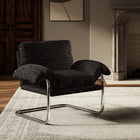 Modway - Ansel Tissu Boucle Chaise d’accent - Charbon de bois-Siège rembourré fixe