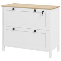HOMCOM - Armoire latérale à dossiers avec serrure - blanc-La barre de suspension s’ajuste pour accueillir des dossiers format lettre, A4 et légal 