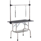 PawHut - Table de Toilette pour Chien Réglable avec 2 Harnais de Sécurité - Noir-Cadre en métal solide pour une fiabilité et une solidité durables