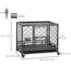 PawHut - Cage pour chien robuste avec roues, dessus ouvrable - 36,4 po x 24,4 po x 31,1 po-La porte avant est sécurisée avec une serrure à double pêne et équipée d’une petite porte 