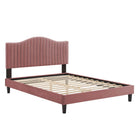 Modway - Juniper Chenal Touffé Performance Velvet Lit de plateforme King, Rose poussiéreuse-Lit de plateforme King