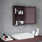 Kleankin - Armoire de salle de bain murale avec miroir et étagères - brun foncé-Miroir extérieur pour une meilleure préparation au maquillage ou au rasage du matin 