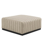 Modway - Conjure Chenal Touffé Tissu rembourré Ottoman - Noir beige-Détails du tufting du chenal