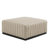 Modway - Conjure Chenal Touffé Tissu rembourré Ottoman - Noir beige-Détails du tufting du chenal