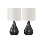 Monarch Specialties - Luminaire - 18 po H Lampe De Table - Métal Noir - Ensemble De 2 - Abat-Jour Ivoire / Crème - Contemporain-Cet ensemble de deux lampes de table de 18 pouces de haut, avec une élégante base en métal noir en forme de goutte d'eau et des abat-jour tambour effilés en lin ivoire, ajoute une touche contemporaine à votre espace