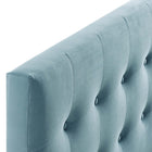 Modway - Emily Biscuit Touffé Performance Velvet Tête de lit King, Bleu clair-Rembourrage en mousse dense