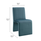 Modway - Emory Velours Performance Rembourré Fauteuil d’appoint de salle à manger - Cadet Blue-Conception sans bras