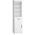 Kleankin - Armoire de salle de bain autoportante avec étagère à 3 niveaux, placard et tiroir - blanc-Armoire compacte et haute qui s'adapte parfaitement aux espaces étroits   