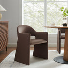 Modway - Talia Performance Velvet Fauteuil à manger - Marron chocolat-Larges accoudoirs angulaires