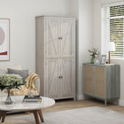 HOMCOM - Garde-manger de cuisine autoportant 72 po et buffet - gris-Les étagères réglables permettent de ranger des objets de différentes hauteurs comme des pichets, des boîtes à pâtes et des mixeurs 