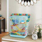 PawHut - Cage pour Hamster 18,5 po L avec Système de Tubes & Roue d'Exercice - Bleu Clair-La bouteille d’eau et les gamelles incluses facilitent l’alimentation