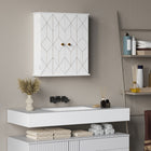 HOMCOM - Armoire murale de salle de bain avec 2 portes, étagère réglable - blanc-Deux poignées et charnières facilitent l’ouverture et la fermeture de la porte