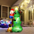 HOMCOM - Arbre de Noël gonflable de 6ft - lumière LED avec décoration de chien Père Noël - Vert-Se gonfle automatiquement après la mise sous tension pour une configuration facile  