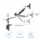 ShoppingAll - Support de moniteur LCD entièrement réglable à ressort à gaz, Blanc-5