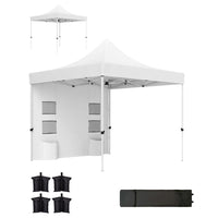 Outsunny - Tente auvent pliante robuste 10 pi l x 10 pi L - UPF50+ - Blanc-Installation et pliage rapides avec un sac de transport à roulettes pour un transport et un rangement faciles