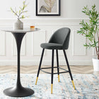 Modway - Cordial Tissu Tabourets de bar - Gris - Ensemble de 2-Jambes en métal noir mat