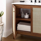 Modway - Soma 36" Armoire de toilette de salle de bain (lavabo non inclus) - Noyer-Portes en rotin tissé