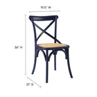 Modway - Gear Fauteuil d’appoint de salle à manger Ensemble de 2 - Bleu Minuit-Siège en rotin naturel