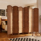 HOMCOM - Séparateur de pièce autoportant à 6 panneaux tressés à la main pour bureau à domicile - naturel-Matériaux : Bois de peuplier, papier osier tissé 
