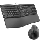 Delton - Ensemble clavier et souris filaires ergonomiques KB250&S38 - noir-Notre clavier et notre souris sont conçus pour ménager vos poignets et réduire la fatigue, favorisant une position naturelle des mains pour une utilisation prolongée et confortable, sans gêne.