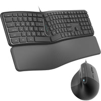 Delton - Ensemble clavier et souris filaires ergonomiques KB250&S38 - noir-Notre clavier et notre souris sont conçus pour ménager vos poignets et réduire la fatigue, favorisant une position naturelle des mains pour une utilisation prolongée et confortable, sans gêne.