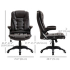 Vinsetto - Fauteuil de bureau exécutif à hauteur réglable avec roulettes pivotantes et accoudoirs - brun-Fonction bascule pour faire une pause et étirer le dos
