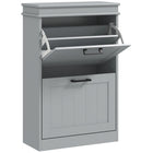 HOMCOM - Armoire à chaussures étroite avec tiroirs basculants et étagère réglable pour entrée - gris-Le meuble à chaussures moderne s'accorde avec la plupart des styles de mobilier de maison 