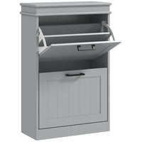 HOMCOM - Armoire à chaussures étroite avec tiroirs basculants et étagère réglable pour entrée - gris-Le meuble à chaussures moderne s'accorde avec la plupart des styles de mobilier de maison 