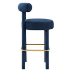 Modway - Toulouse Performance Velvet Tabouret de bar - Midnight Blue Gold-Coussinets de pied non marqués