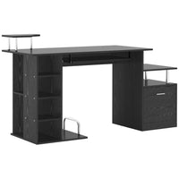 HOMCOM - Bureau d'ordinateur avec support d'écran et plateau à clavier - 59,75 po L x 23,5 po l x 34,75 po H - noir-Fabriqué en panneau MDF de qualité et cadre métallique très résistant