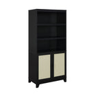 Manhattan Comfort - Ensemble de 2 bibliothèques-armoires Sheridan 80 cm style mid-century moderne - Noir-Pieds surélevés encadrés en bois massif pour la mode et la durabilité