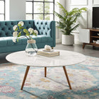 Modway - Lippa Rond de 40 po Faux marbre Table basse avec base trépied - Blanc noyer-Surface ronde en MDF laqué blanc de 40"