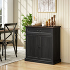 HOMCOM - Buffet 31,5 po L - armoire latérale - grain de bois noir-Une étagère avec 3 options de hauteur vous permet de personnaliser le rangement pour les appareils de cuisine et les essentiels 