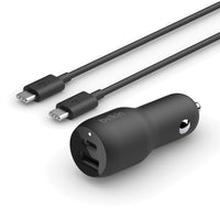 Belkin - Chargeur de voiture USB-PD 37W avec PPS - noir-Le chargeur de voiture à double port permet de charger simultanément deux appareils dans votre véhicule