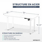 MotionGrey - Bureau debout électrique réglable Ergo2 Pro avec réglages de mémoire - 55 po x 28 po, plateau blanc, cadre blanc-Chef de file de l’industrie - Le bureau debout MotionGrey noir offre une plage de hauteur étendue, allant de 73 cm jusqu’à 118 cm. Le clavier MG vous permet de programmer vos hauteurs préférées pour la position assise et debout — il suffit ensuite d’appuyer sur le réglage sauvegardé pour revenir à la position souhaitée.