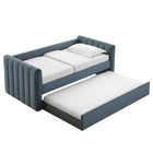 Modway - Veyla Chenal Touffé Performance Velvet Lit de jour jumelle avec Trundle, Cadet Blue-Pas besoin de sommiers
