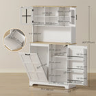 HOMCOM - Armoire de garde-manger de cuisine avec station de charge et compartiment pour poubelle - blanc-Un plan de travail spacieux, des étagères ouvertes, des armoires et des étagères de porte maximisent le rangement 