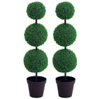 Outsunny - Arbre topiaire boule de buis artificiel 44 po - vert foncé - lot de 2-Lot de 2 belles plantes artificielles au design d'arbre à deux boules 