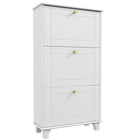 HOMCOM - Armoire à chaussures moderne avec 3 tiroirs basculants pour 12 paires - blanc-Style moderne, finition couleur unie et poignées dorées pour un attrait esthétique accru 