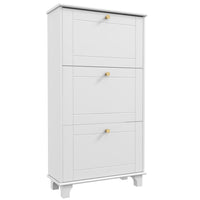 HOMCOM - Armoire à chaussures moderne avec 3 tiroirs basculants pour 12 paires - blanc-Style moderne, finition couleur unie et poignées dorées pour un attrait esthétique accru 