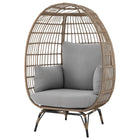Manhattan Comfort - Fauteuil œuf autoportant moderne Spezia 33,46" pour patio, beige et gris-Pieds en acier recouverts d’un design en rotin