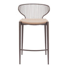 Zuo - Silues Tabouret de comptoir - Taupe/Brun - Ensemble de 2-Tissu en faux cuir doux et durable