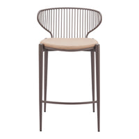 Zuo - Silues Tabouret de comptoir - Taupe/Brun - Ensemble de 2-Tissu en faux cuir doux et durable